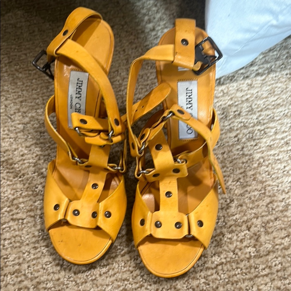 Jimmy Choo Yellow Strappy Sandals